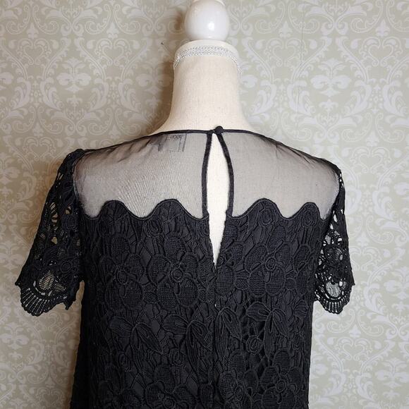 Asos Black Floral Crochet Overlay Dress Size 6 - Picture 11 of 14